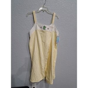 Pillow Talk Women's Short Robe Yellow Frog Theme Cotton Knit Accents Sz L